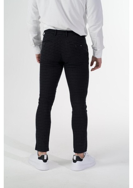 Ekose Esnek Kumaş Slim Chino Fit Erkek Pantolon Siyah fırsatları