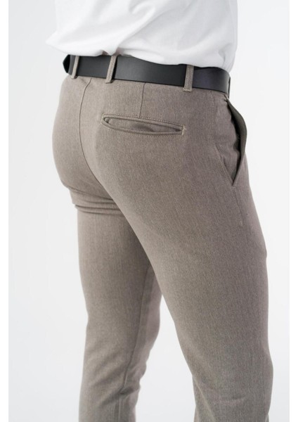 Esnek Kumaş Slim Fit Chino Erkek Pantolon Kahve