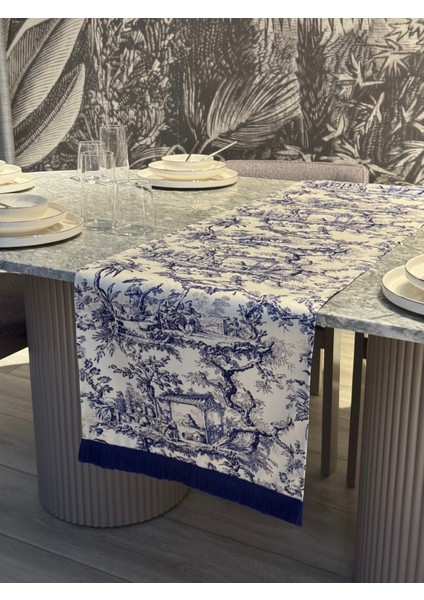 Rustik Köylü Kadın Dekoratif Baskılı Saçaklı Runner 1 Adet 40X140CM (Skscr-10)