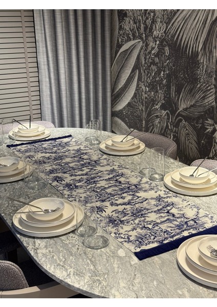 Rustik Köylü Kadın Dekoratif Baskılı Saçaklı Runner 1 Adet 40X140CM (Skscr-10)