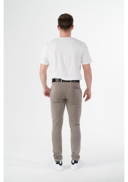 Esnek Kumaş Slim Fit Chino Erkek Pantolon Kahve