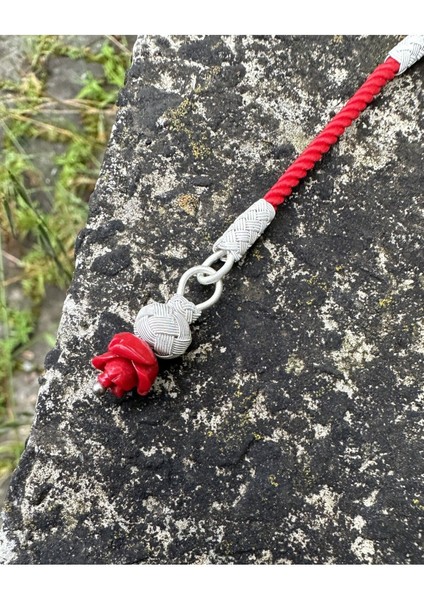 Gümüş Kazaziye Renkli Gül Modelli Tekli Kısa Tesbih Püskülü, Küçük Boy Tespihler Için Uygun fiyatları