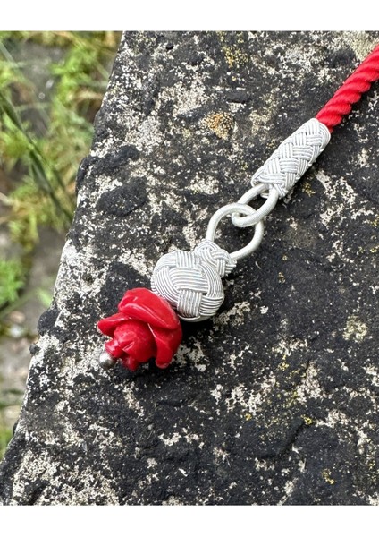 Gümüş Kazaziye Renkli Gül Modelli Tekli Kısa Tesbih Püskülü, Küçük Boy Tespihler Için Uygun modelleri