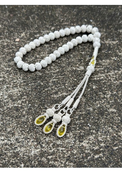 Zirkon Taşlı Gümüş Kazaziye Üç Püsküllü Tesbih fiyatları