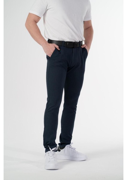Esnek Kumaş Slim Fit Chino Erkek Pantolon Lacivert fırsatları