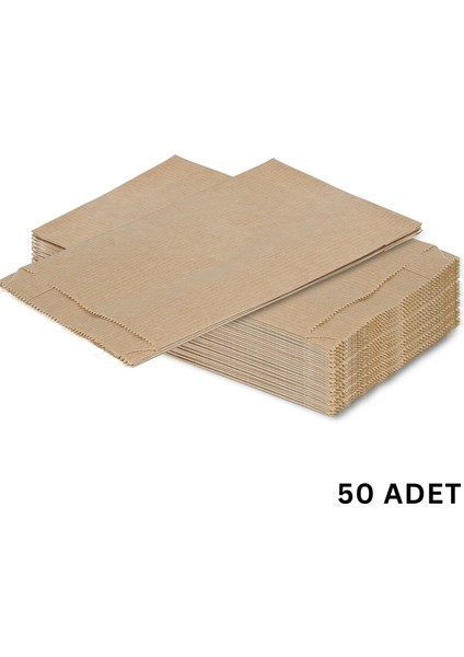 Körüklü Kraft Kese Kağıdı, Çizgili Şamua Kağıt Poşet, Hediye Ambalaj Poşeti, 50 Adet, 15X40 cm