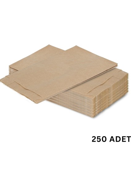 Körüklü Kraft Kese Kağıdı, Çizgili Şamua Kağıt Poşet, Hediye Ambalaj Poşeti, 250 Adet, 12X20 cm