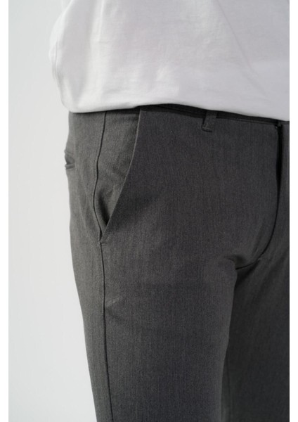 Esnek Kumaş Slim Fit Chino Erkek Pantolon Antrasit