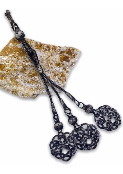 Gümüş Kazaziye Çakırbey Modeli Aşk Düğümü Üçlü Tesbih Püskülü