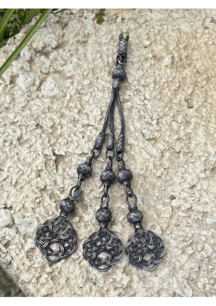 Ağır Model Aşk Düğümü Oksitli Gümüş Kazaziye Tesbih Püskülü