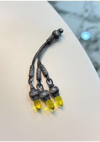 Zirkon Taş Detaylı Tüm Tesbihlere Kolayca Takılabilen Kısa Model Gümüş Kazaziye Püskül