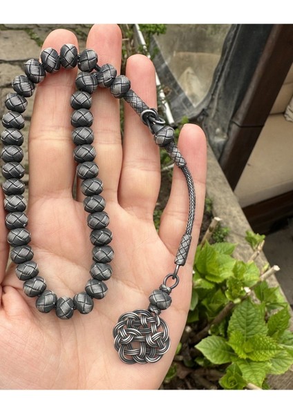 Aşk Düğümü Tek Püsküllü Gümüş Kazaziye Tesbih - Özel Hediyelik Parça
