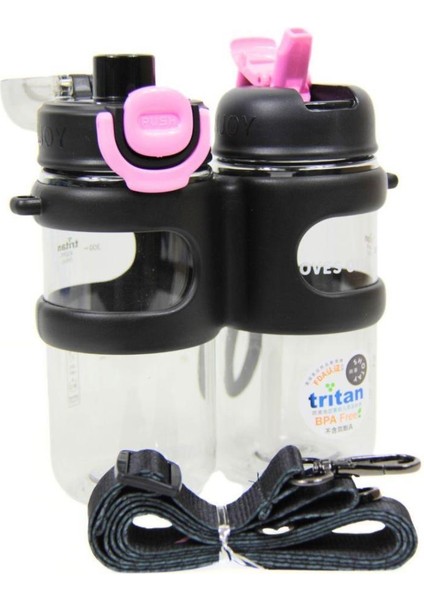 Su Matarası 2 Bölmeli Tritan Siyah 900ml fiyatları