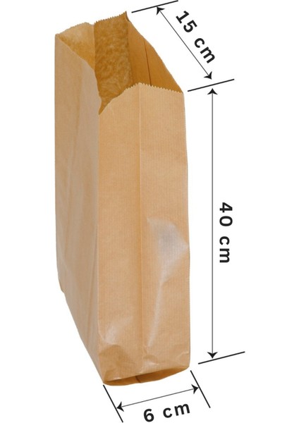 Körüklü Kraft Kese Kağıdı, Çizgili Şamua Kağıt Poşet, Hediye Ambalaj Poşeti, 500 Adet, 15X40 cm