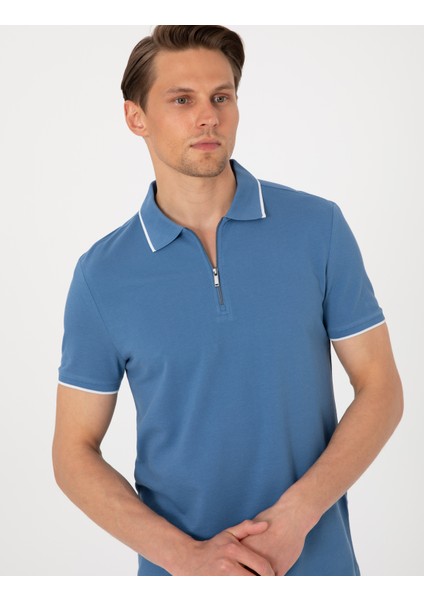Erkek Koyu Mavi Slim Fit Polo Yaka Tişört 50307516-VR032 fiyatları