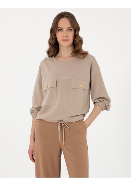 Kadın Kum Comfort Fit Sweatshirt 50301327-VR085
