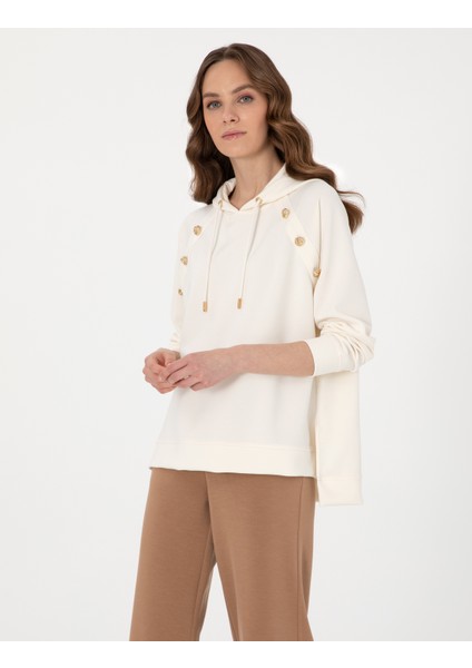 Kadın Ekru Oversize Sweatshirt 50301329-VR019