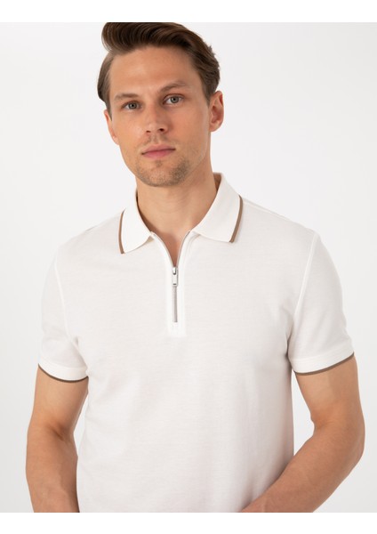 Erkek Ekru Slim Fit Polo Yaka Tişört 50307516-VR019 fiyatları