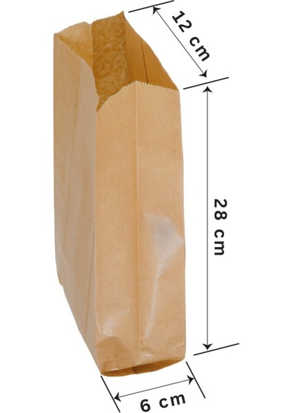Körüklü Kraft Kese Kağıdı, Çizgili Şamua Kağıt Poşet, Hediye Ambalaj Poşeti, 50 Adet, 12X28 cm
