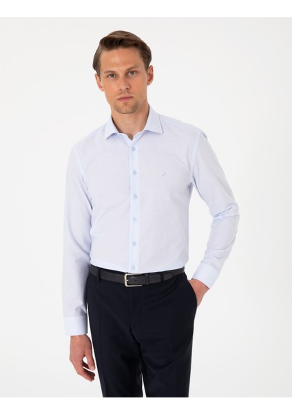 Erkek Açık Mavi Slim Fit Uzun Kollu Gömlek 50304594-VR003