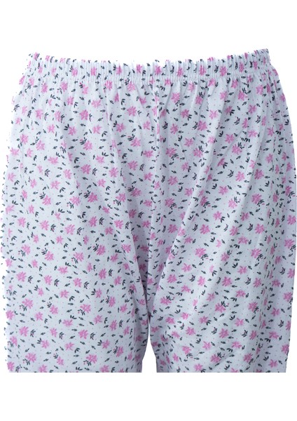 Kadın Yazlık Içlik Anne Pijama Altı Lastikli Paça %100 Pamuk Çiçekli Desenli Klasik Rahat