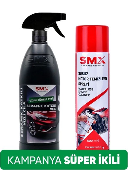 Susuz Motor Temizleme Spreyi 500 ml + Seramik Katkılı Hızlı ve Pratik Cila 750 ml (Muhteşem 2'li)