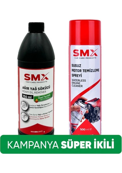 Susuz Motor Temizleme Spreyi 500 ml + Ağır Yağ Çözücü 750ML