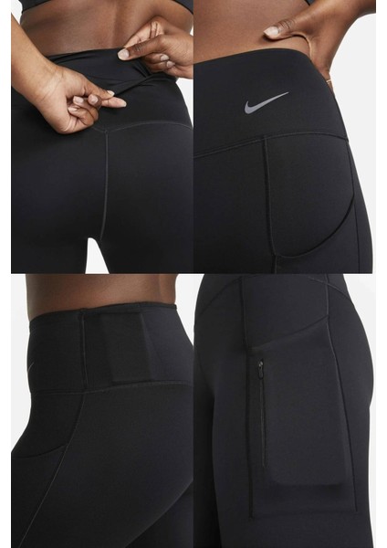 Trainng Go Dri Fit Infinalock Full Length 6 Cepli Toparlayıcı Reflektörlü Antrenman Taytı Siyah