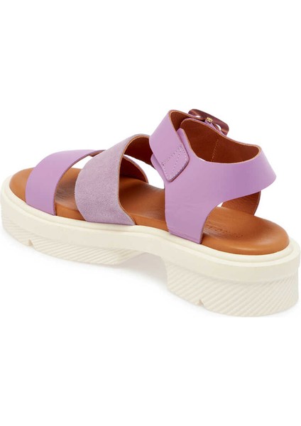 Lila Hakiki Deri Kadın Sandalet - K24Y1SN67261-S1T fiyatları