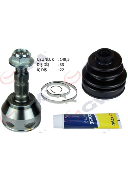 Aks Kafasi Diş Ön Astra H-Zafira B 1.4i-1.i6 04-09 33X22X53 149.5MM Gnzrz