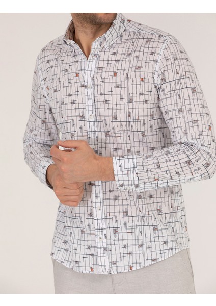 Erkek Kahverengi Slim Fit Uzun Kollu Gömlek 50264966-VR040