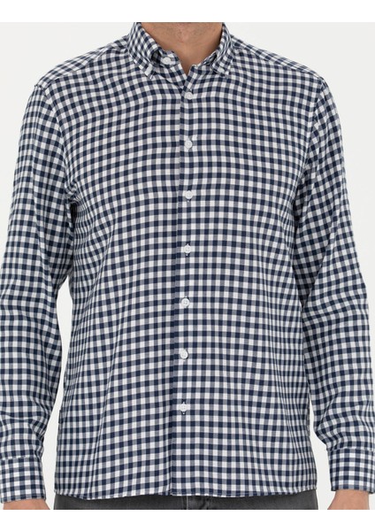 Erkek Lacivert Regular Fit Uzun Kollu Gömlek 50277737-VR033