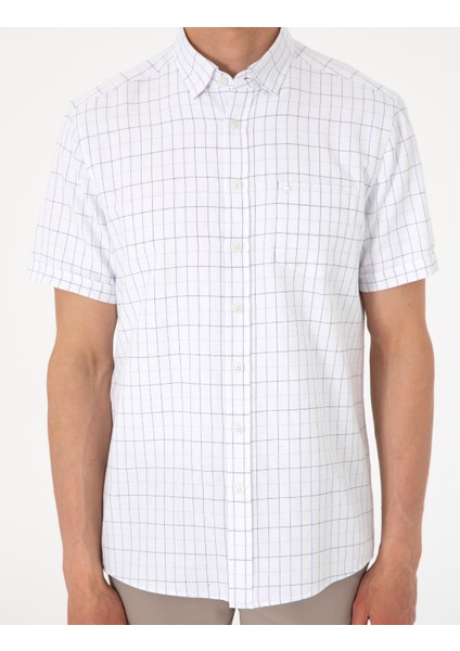 Erkek Beyaz Regular Fit Kısa Kollu Gömlek 50307066-VR013
