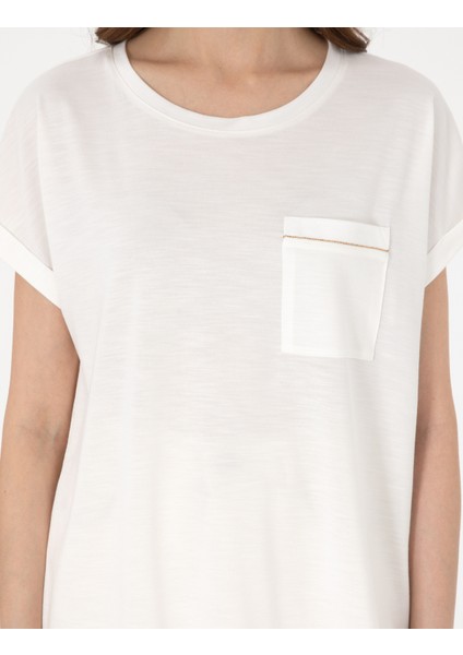 Kadın Ekru Regular Fit Tişört 50301440-VR019