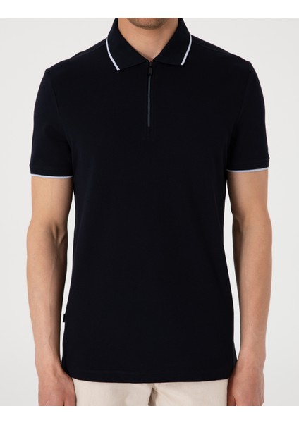 Erkek Lacivert Slim Fit Polo Yaka Tişört 50307516-VR033