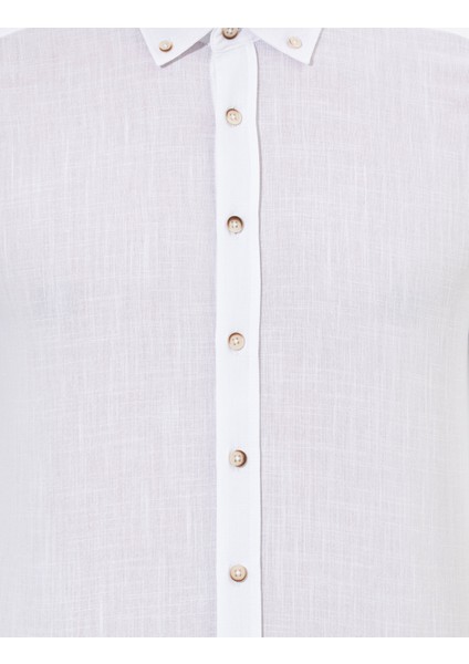 Erkek Beyaz Slim Fit Uzun Kollu Gömlek 50268183-VR013