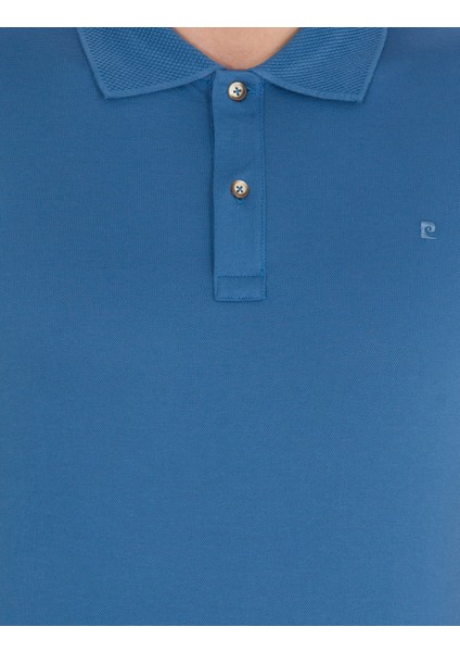 Erkek Koyu Mavi Slim Fit Polo Yaka Merserize Tişört 50262665-VR032