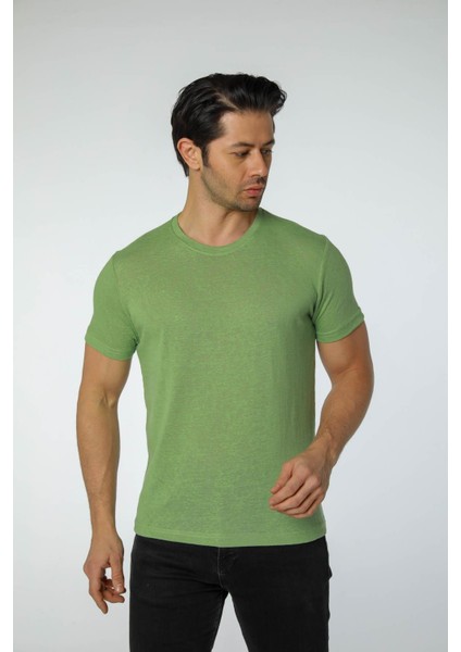 Keten Bisiklet Yaka T-Shirt