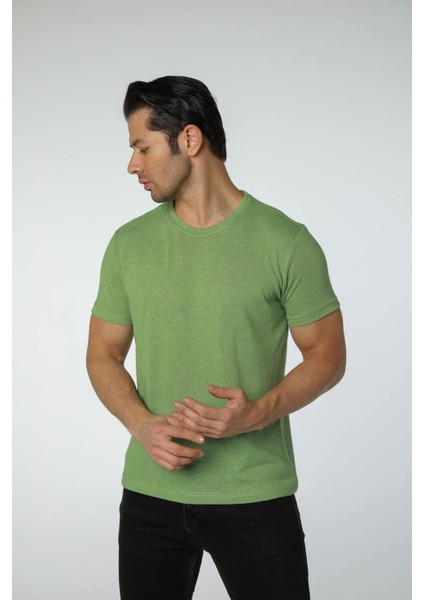 Keten Bisiklet Yaka T-Shirt
