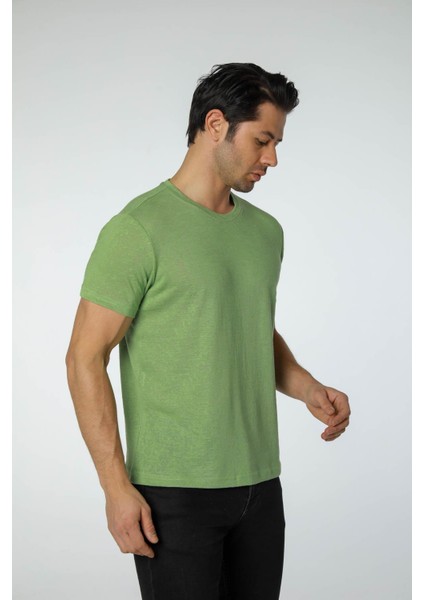 Keten Bisiklet Yaka T-Shirt