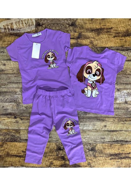 Paw Patrol Detaylı Yazlık Kız Çocuk Taytlı Alt Üst Takım