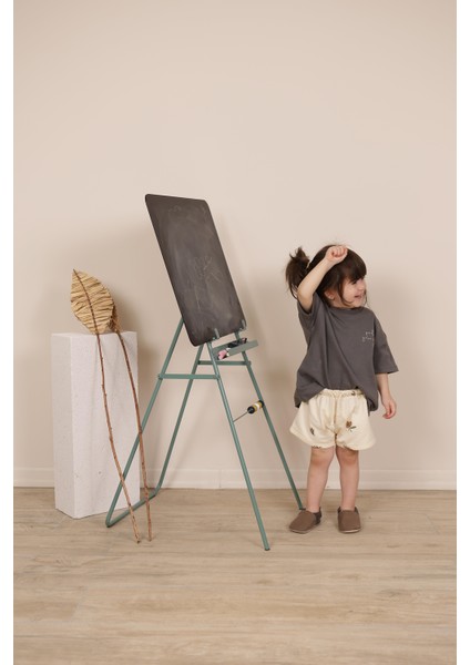 Antrasit Nakışlı Oversize T-Shirt