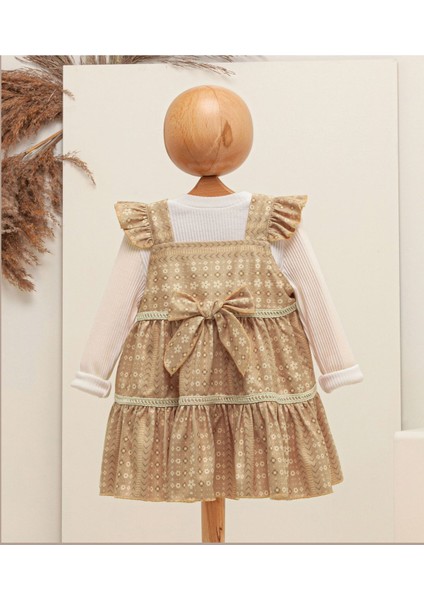 Kız Bebek Kadife Jile / Elbise ve Fitilli Çıtçıtlı Badi Ikili Takım