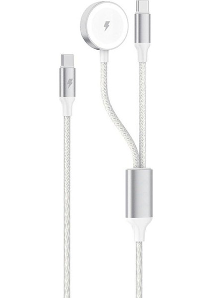 Type-C Giriş 60W 2in1 Type-C ve Apple Watch Çoklu Şarj Kablosu Örgü Kablo Tasarım - FC1036