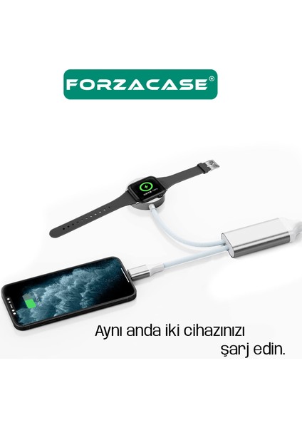 Type-C Giriş 60W 2in1 Type-C ve Apple Watch Çoklu Şarj Kablosu Örgü Kablo Tasarım - FC1036