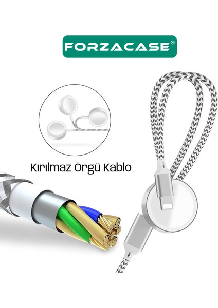 Type-C Giriş 60W 2in1 Type-C ve Apple Watch Çoklu Şarj Kablosu Örgü Kablo Tasarım - FC1036