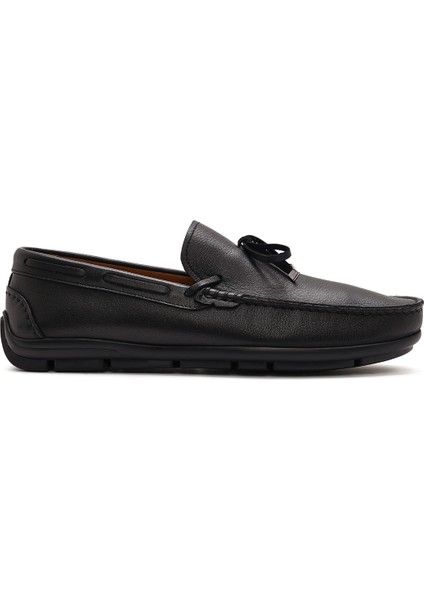 Erkek Siyah Püsküllü Deri Loafer 25SFD755218