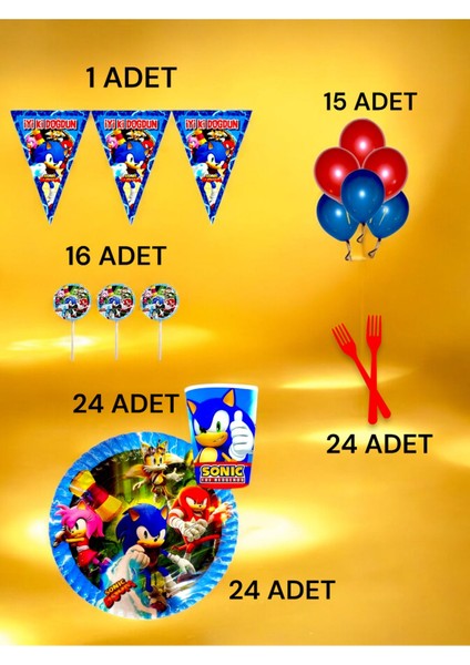 24 Kişilik Sonic Temalı M Paket - Doğum Günü Parti ve Eğlenceli Etkinlikler fiyatları