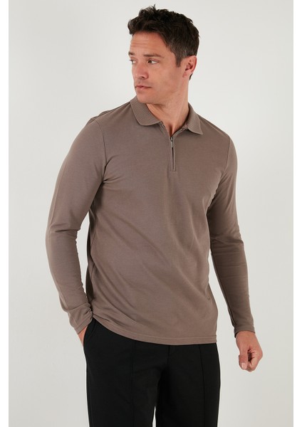 Pamuklu Slim Fit Yarım Fermuarlı Polo Yaka Sweat Erkek Sweat 5903010 fırsatları