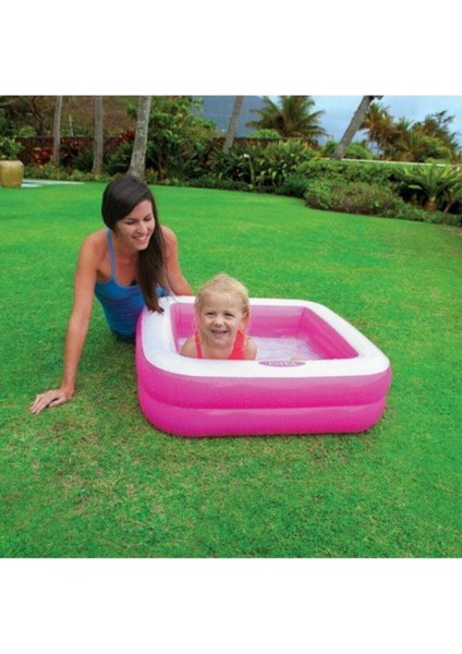 Mini Kare Bebek Havuzu Pembe 86cm